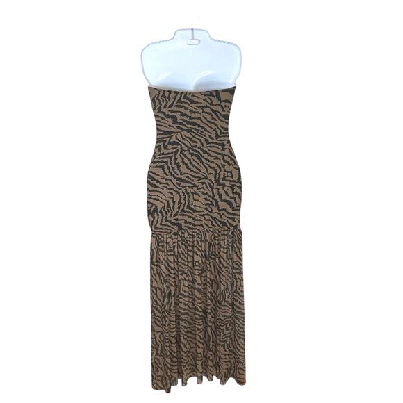 Abyovrt Strapless Backless Tiger High Split Mesh Cocktail Women's Medium NWT - Picture 8 of 11